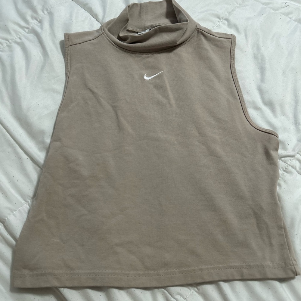 Nike Taupe Mock Neck Sleeveless Tank Top